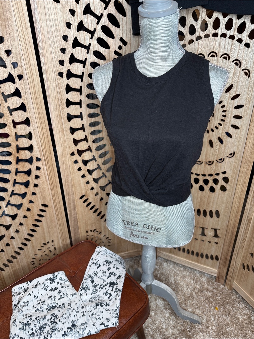 SO Black Twist-Front Tank Top